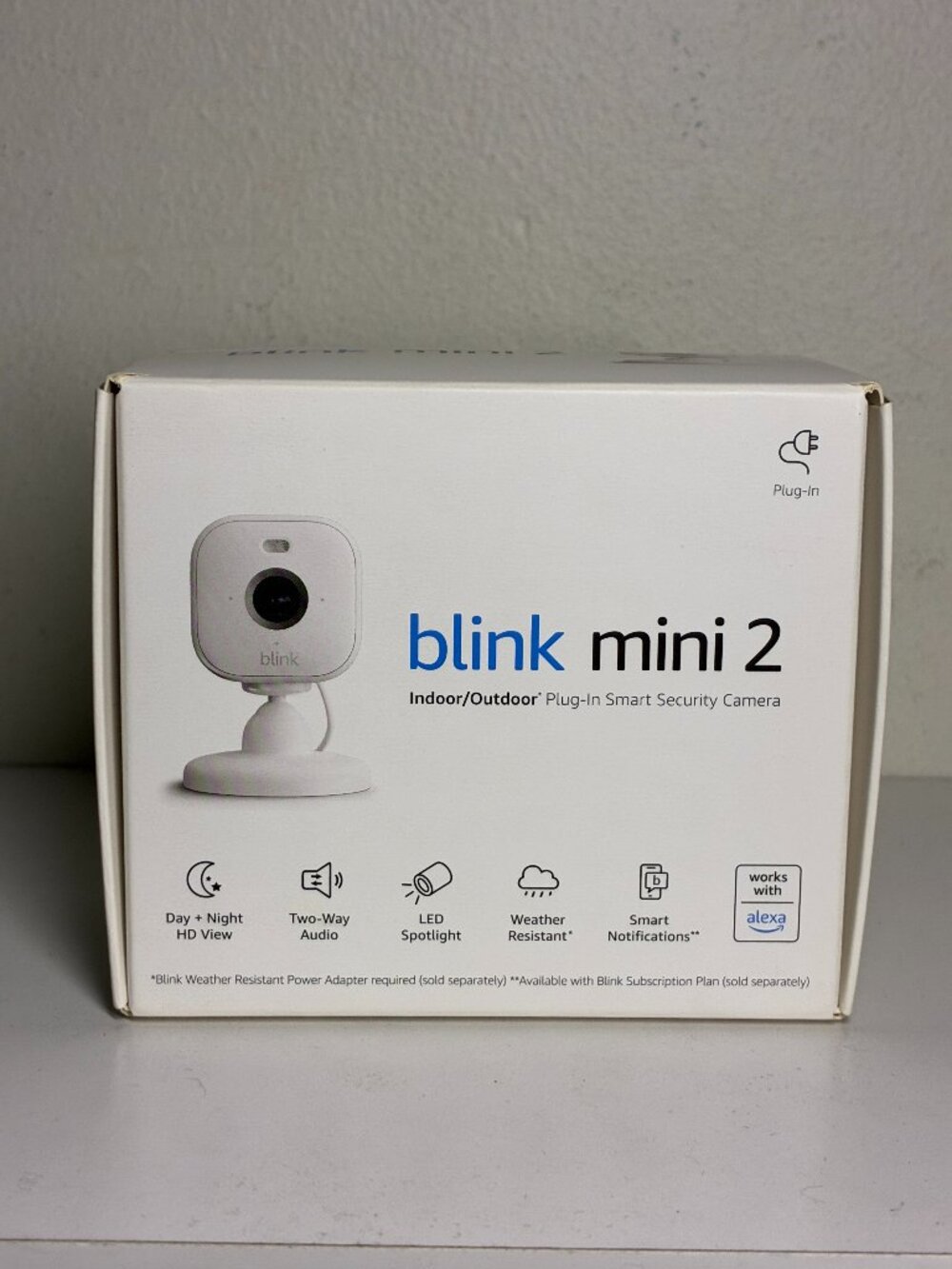 Blink Mini 2 Plug-In Smart Security Camera 1080p HD Video Color Night Vision Whi